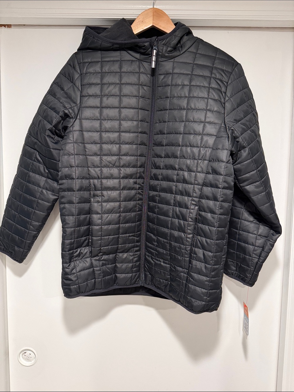 Black Quilted fleece lined Hooded Kids XXL Jacket